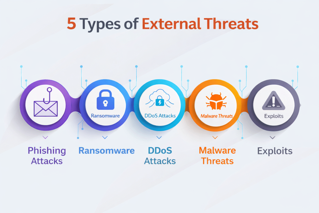 5 types of external threats in cybersecurity External cybersecurity threats explained