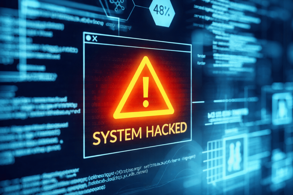 System hacked warning on digital screen (1) ethical hacking basics